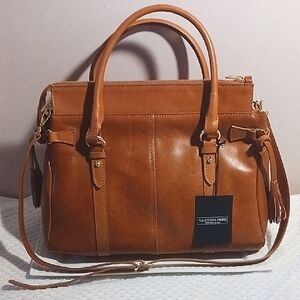 Gorgeous! Valentina ⚜️ Fiore Brown Leather Satchel Crossbody/Handles